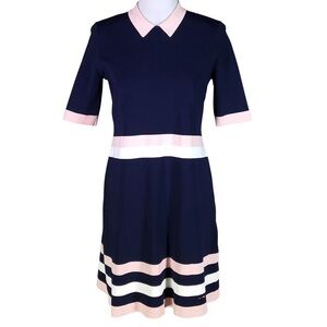 TED BAKER Navy with Pink & White Stripe Dress Sz 0